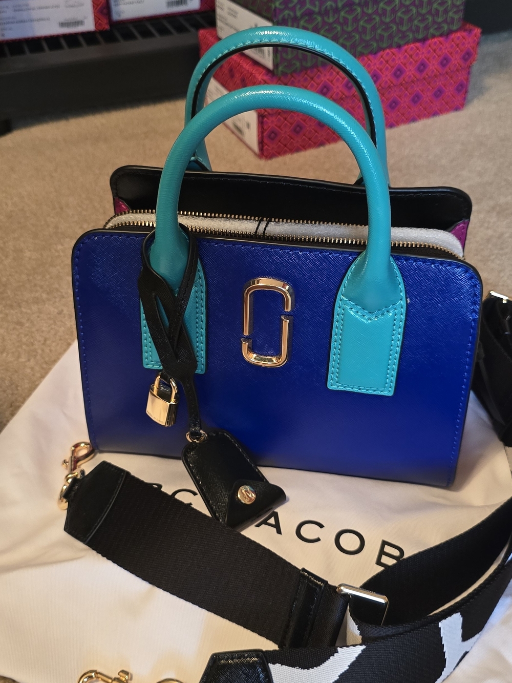 Marc Jacobs Electric Blue Satchel with Teal Handles